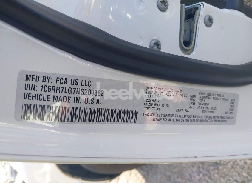 Photo 9 of 2022 Ram 1500 CLASSIC SLT 4X4 5'7 BOX (VIN 1C6RR7LG7NS209382)