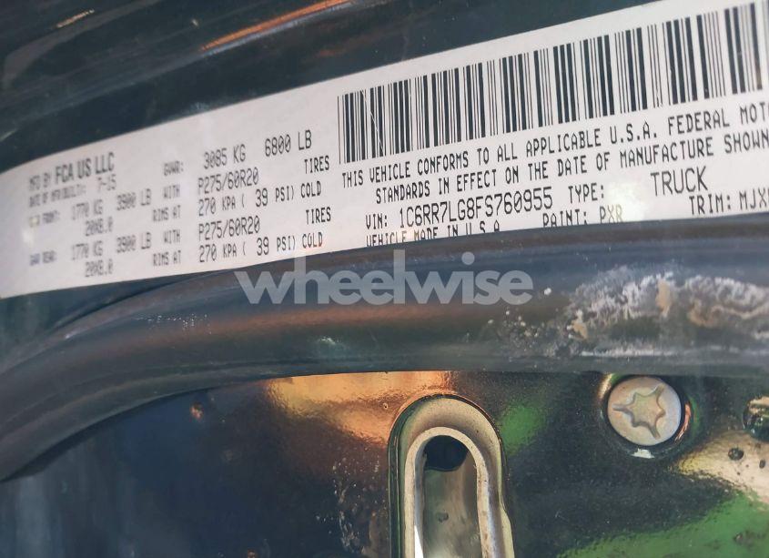 Photo 9 of 2015 Ram 1500 BIG HORN (VIN 1C6RR7LG8FS760955)