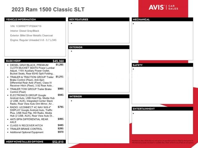 Photo 4 of 2023 RAM 1500 CLASSIC SLT (VIN 1C6RR7LG8PS517809)