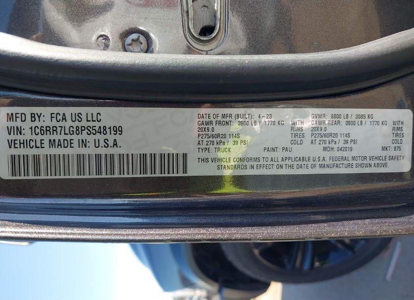 Photo 9 of 2023 Ram 1500 CLASSIC WARLOCK 4X4 5'7 BOX (VIN 1C6RR7LG8PS548199)