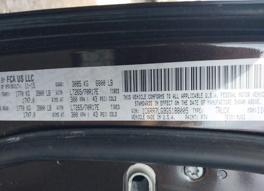 Photo 9 of 2016 Ram 1500 OUTDOORSMAN (VIN 1C6RR7LG9GS188005)