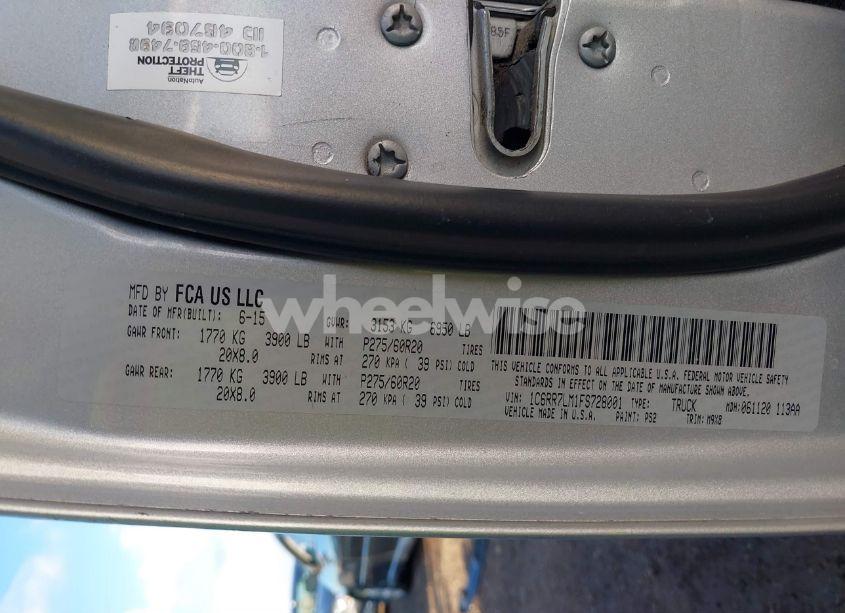 Photo 9 of 2015 Ram 1500 BIG HORN (VIN 1C6RR7LM1FS728001)