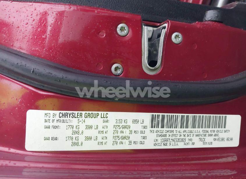 Photo 9 of 2014 Ram 1500 BIG HORN (VIN 1C6RR7LM4ES353929)