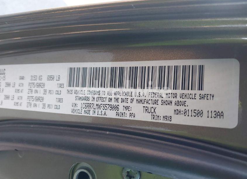 Photo 9 of 2015 Ram 1500 BIG HORN (VIN 1C6RR7LMXFS579006)