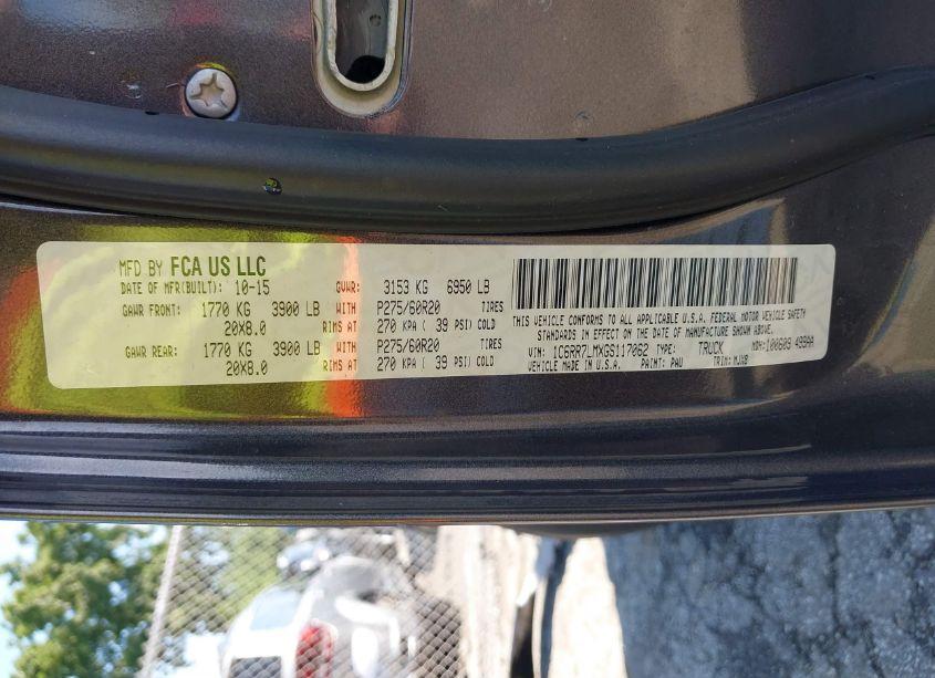 Photo 9 of 2016 Ram 1500 OUTDOORSMAN (VIN 1C6RR7LMXGS117062)