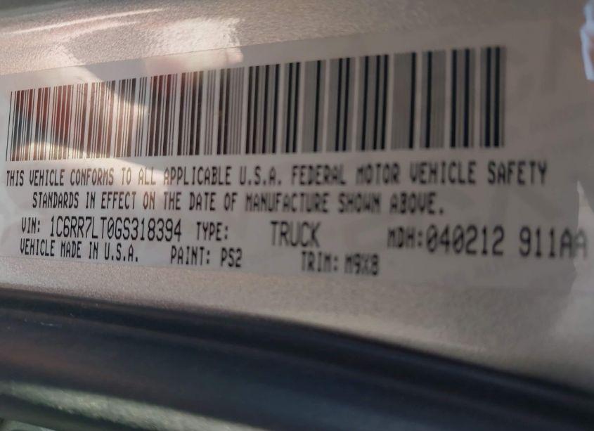 Photo 9 of 2016 Ram 1500 BIG HORN (VIN 1C6RR7LT0GS318394)