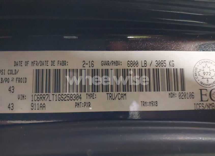 Photo 9 of 2016 Ram 1500 SLT (VIN 1C6RR7LT1GS258304)