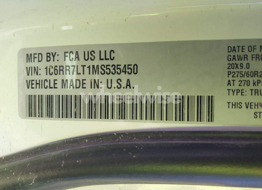 Photo 9 of 2021 Ram 1500 CLASSIC WARLOCK 4X4 5'7 BOX (VIN 1C6RR7LT1MS535450)