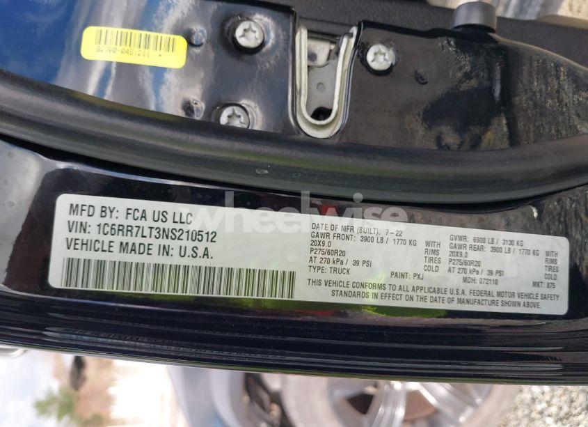 Photo 9 of 2022 Ram 1500 CLASSIC WARLOCK 4X4 5'7 BOX (VIN 1C6RR7LT3NS210512)