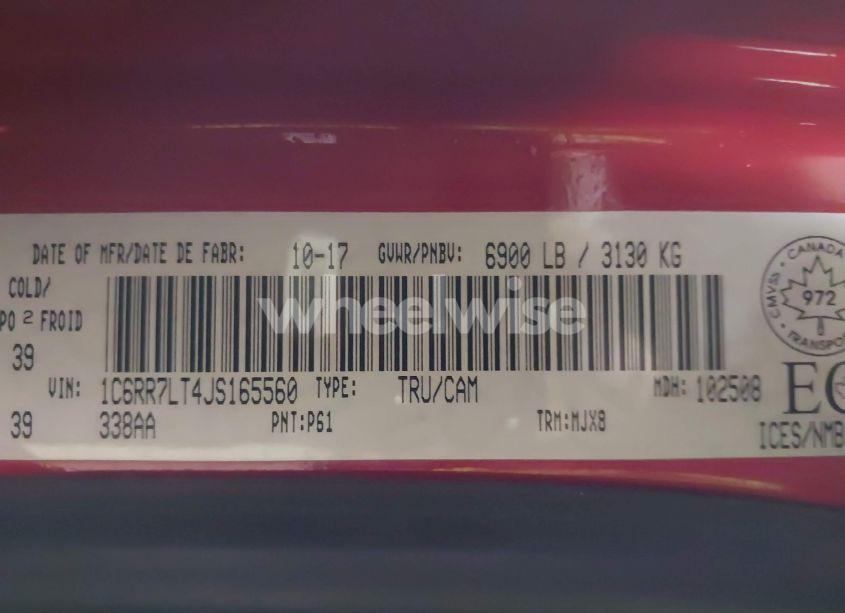 Photo 9 of 2018 Ram 1500 SLT (VIN 1C6RR7LT4JS165560)