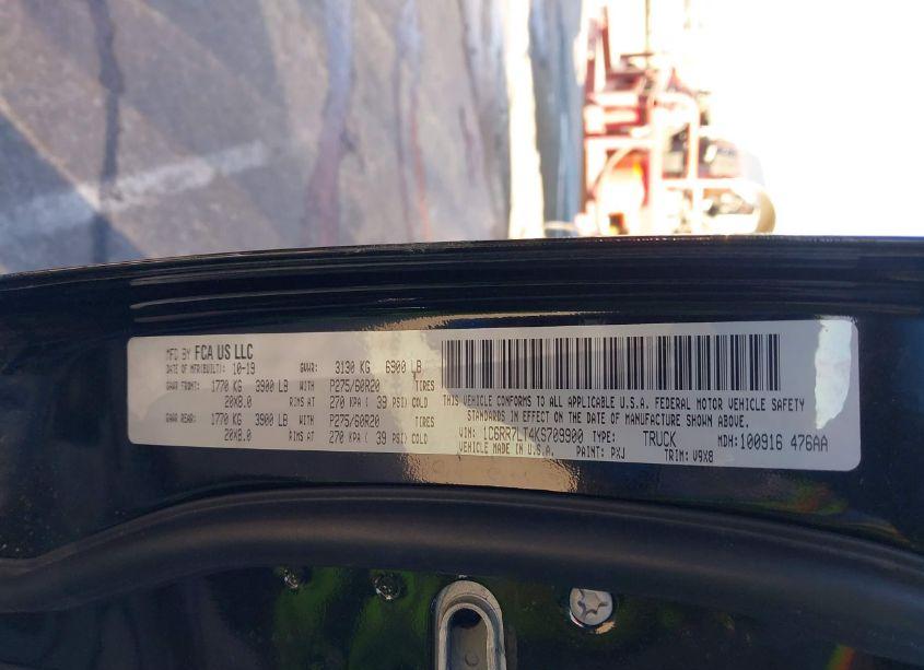 Photo 9 of 2019 Ram 1500 CLASSIC WARLOCK 4X4 5'7 BOX (VIN 1C6RR7LT4KS709900)