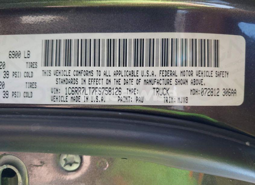 Photo 9 of 2015 Ram 1500 BIG HORN (VIN 1C6RR7LT7FS758126)