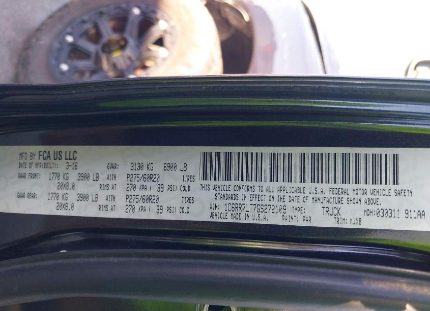 Photo 9 of 2016 Ram 1500 LONE STAR (VIN 1C6RR7LT7GS272109)