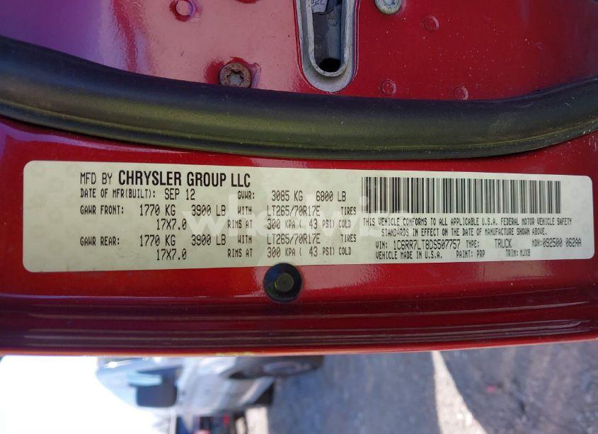 Photo 9 of 2013 Ram 1500 OUTDOORSMAN (VIN 1C6RR7LT8DS507757)