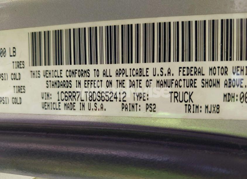 Photo 9 of 2013 Ram 1500 OUTDOORSMAN (VIN 1C6RR7LT8DS652412)