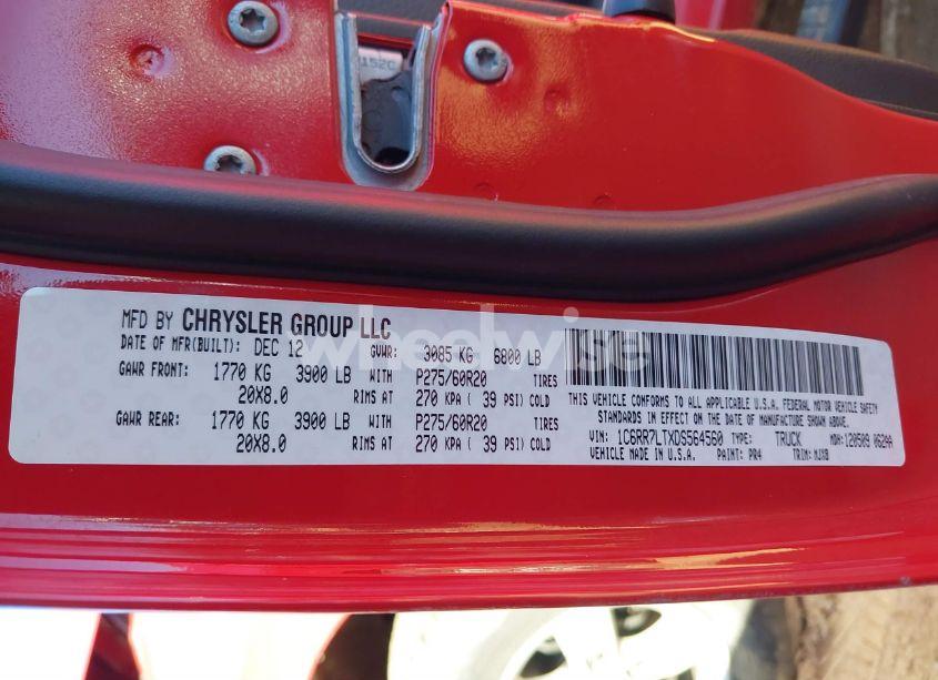 Photo 9 of 2013 Ram 1500 BIG HORN (VIN 1C6RR7LTXDS564560)