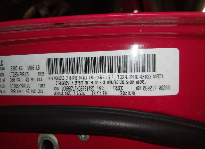 Photo 9 of 2013 Ram 1500 OUTDOORSMAN (VIN 1C6RR7LTXDS701495)