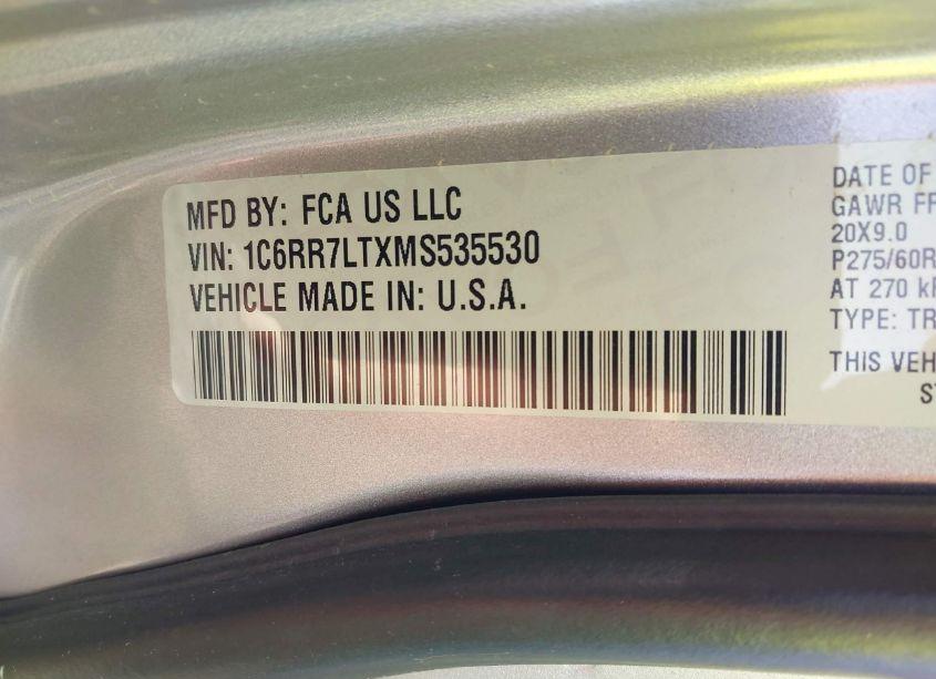 Photo 9 of 2021 Ram 1500 CLASSIC WARLOCK 4X4 5'7 BOX (VIN 1C6RR7LTXMS535530)