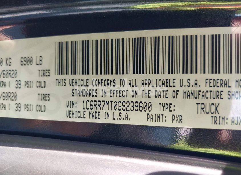 Photo 9 of 2016 Ram 1500 SPORT (VIN 1C6RR7MT0GS239600)