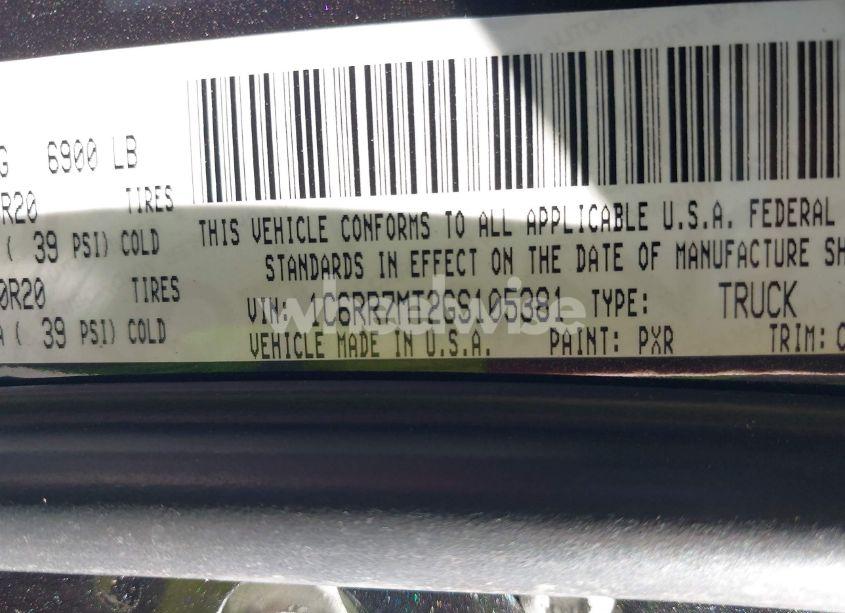 Photo 9 of 2016 Ram 1500 SPORT (VIN 1C6RR7MT2GS105381)