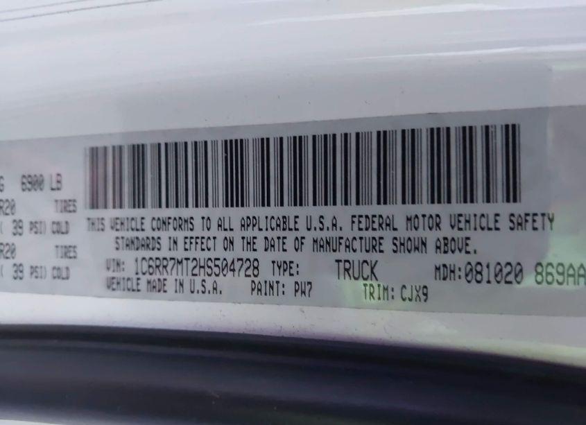 Photo 9 of 2017 Ram 1500 SPORT 4X4 5'7 BOX (VIN 1C6RR7MT2HS504728)