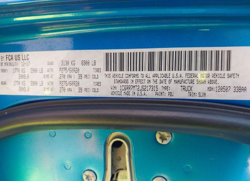 Photo 9 of 2018 Ram 1500 SPORT 4X4 5'7 BOX (VIN 1C6RR7MT2JS217315)