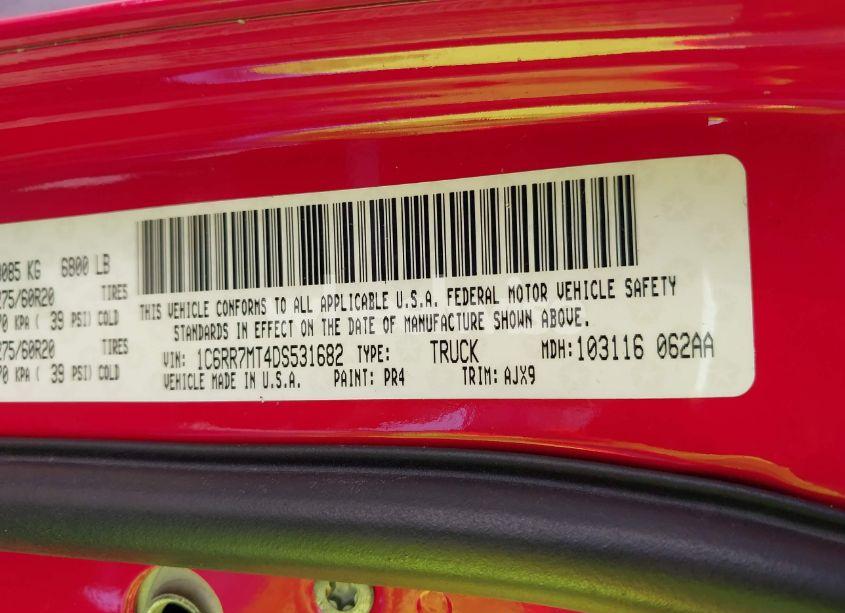 Photo 9 of 2013 Ram 1500 SPORT (VIN 1C6RR7MT4DS531682)