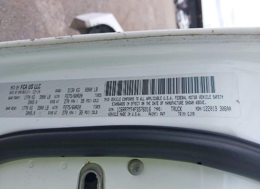 Photo 9 of 2015 Ram 1500 SPORT (VIN 1C6RR7MT4FS576916)