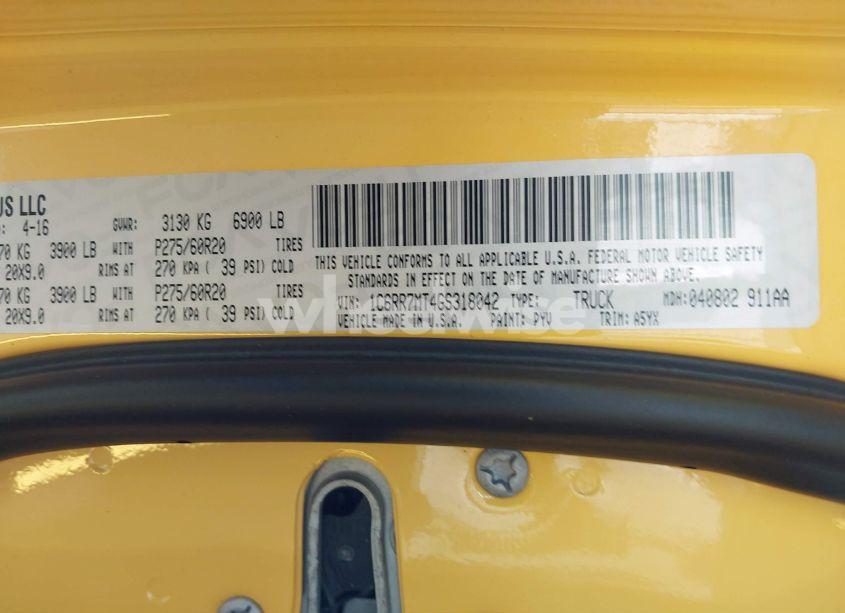 Photo 9 of 2016 Ram 1500 SPORT (VIN 1C6RR7MT4GS318042)