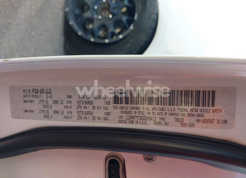 Photo 9 of 2016 Ram 1500 SPORT (VIN 1C6RR7MT5GS249412)