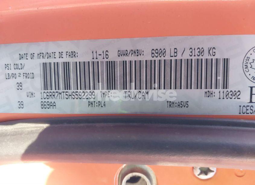 Photo 9 of 2017 Ram 1500 SPORT (VIN 1C6RR7MT5HS592299)