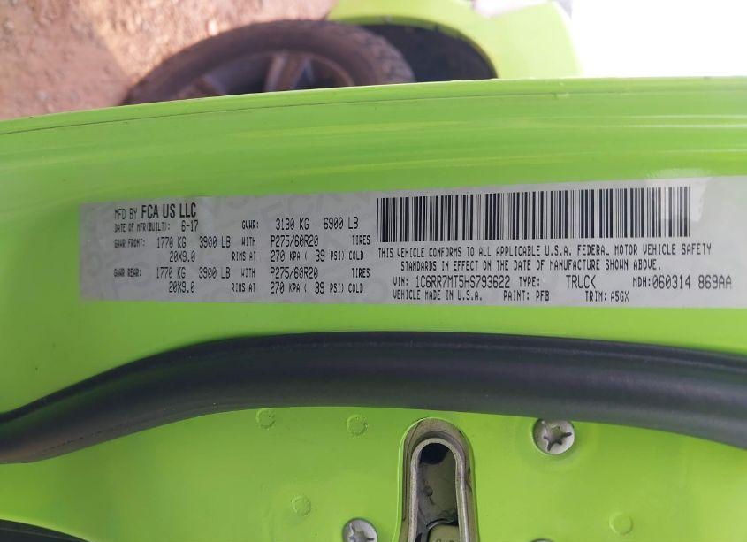 Photo 9 of 2017 Ram 1500 SPORT 4X4 5'7 BOX (VIN 1C6RR7MT5HS793622)