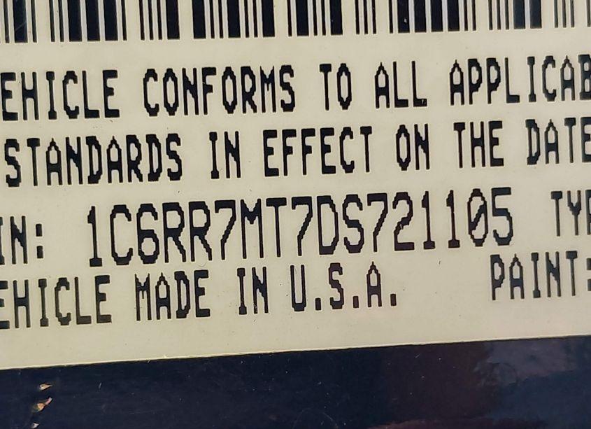 Photo 9 of 2013 Ram 1500 SPORT (VIN 1C6RR7MT7DS721105)