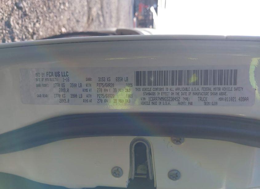 Photo 9 of 2016 Ram 1500 LARAMIE (VIN 1C6RR7NM0GS230452)