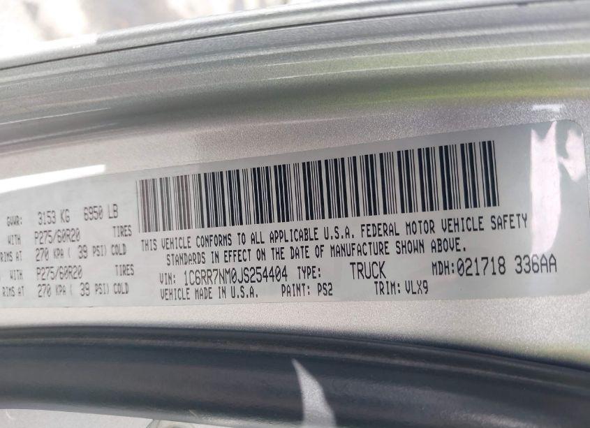 Photo 9 of 2018 Ram 1500 LARAMIE 4X4 5'7 BOX (VIN 1C6RR7NM0JS254404)