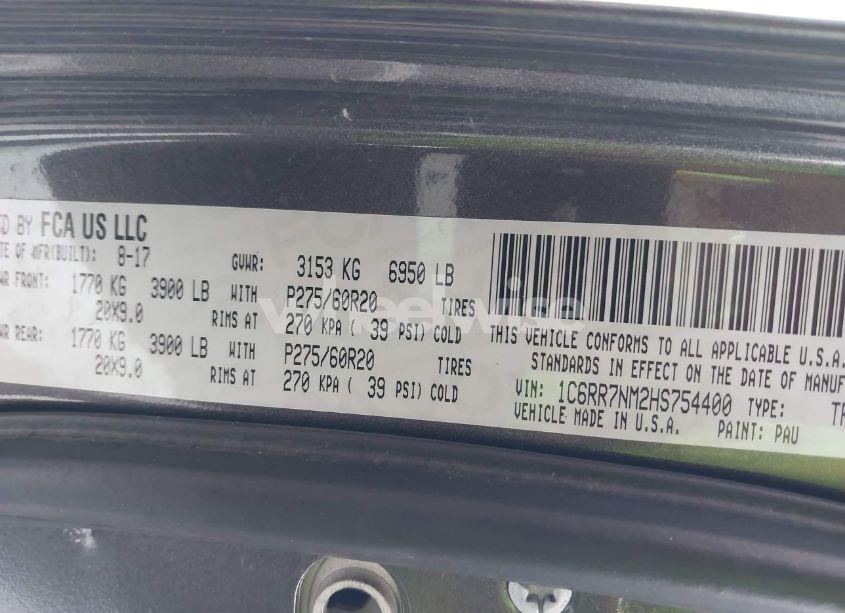 Photo 9 of 2017 Ram 1500 LARAMIE 4X4 5'7 BOX (VIN 1C6RR7NM2HS754400)