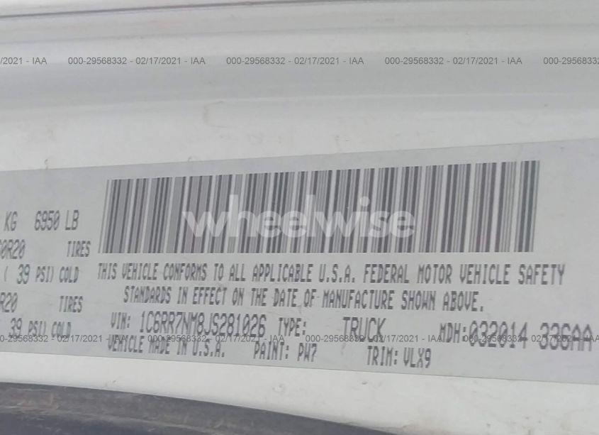 Photo 9 of 2018 Ram 1500 LARAMIE 4X4 5'7" BOX (VIN 1C6RR7NM8JS281026)