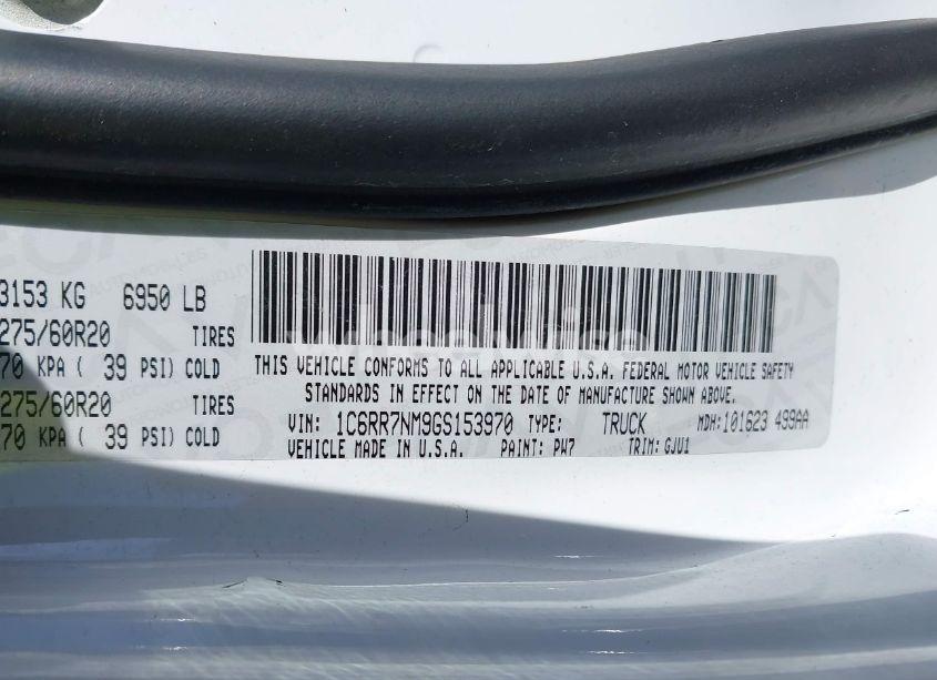 Photo 9 of 2016 Ram 1500 LARAMIE (VIN 1C6RR7NM9GS153970)