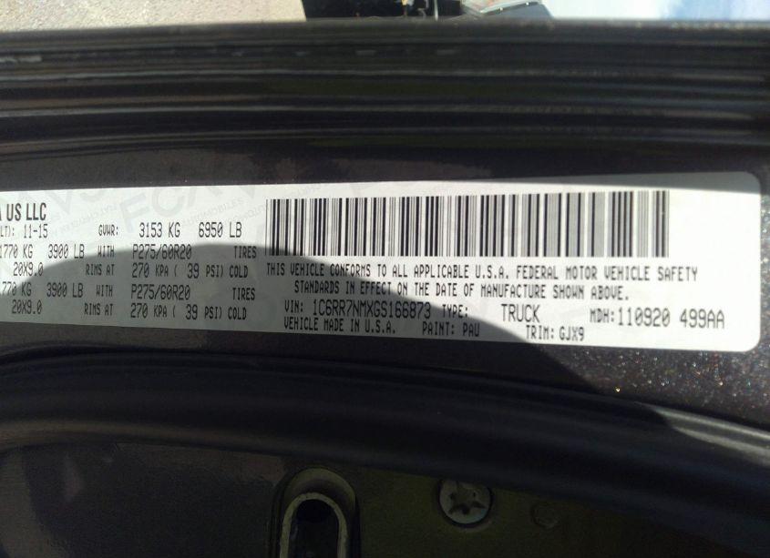 Photo 9 of 2016 Ram 1500 LARAMIE (VIN 1C6RR7NMXGS166873)