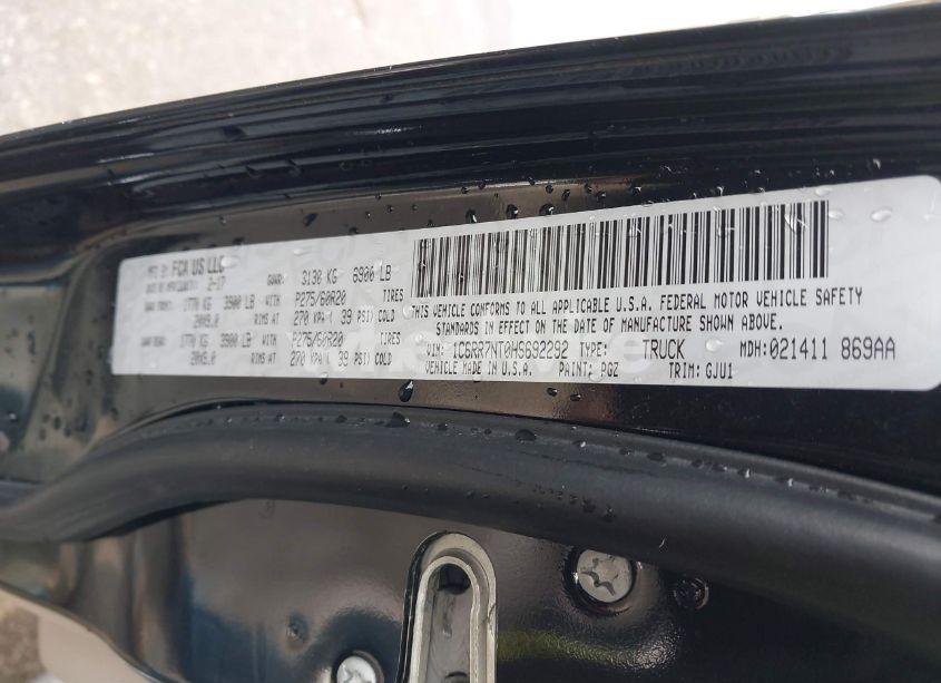 Photo 9 of 2017 Ram 1500 LARAMIE 4X4 5'7 BOX (VIN 1C6RR7NT0HS692292)