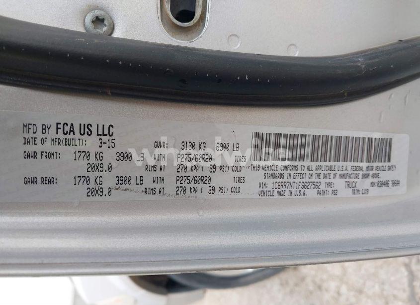 Photo 9 of 2015 Ram 1500 LARAMIE (VIN 1C6RR7NT1FS627562)