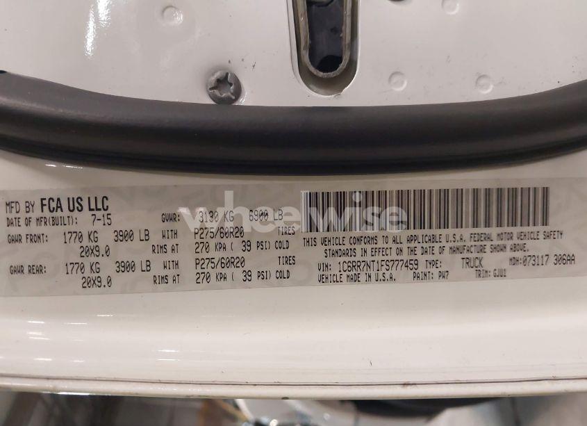 Photo 9 of 2015 Ram 1500 LARAMIE (VIN 1C6RR7NT1FS777459)