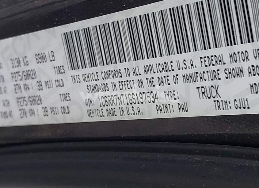 Photo 9 of 2016 Ram 1500 LARAMIE (VIN 1C6RR7NT1GS197534)