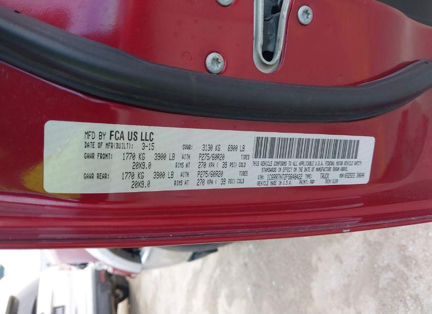 Photo 9 of 2015 Ram 1500 LARAMIE (VIN 1C6RR7NT2FS648422)