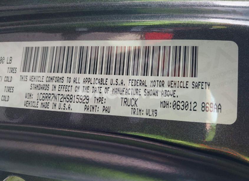 Photo 9 of 2017 Ram 1500 LARAMIE 4X4 5'7 BOX (VIN 1C6RR7NT2HS815929)