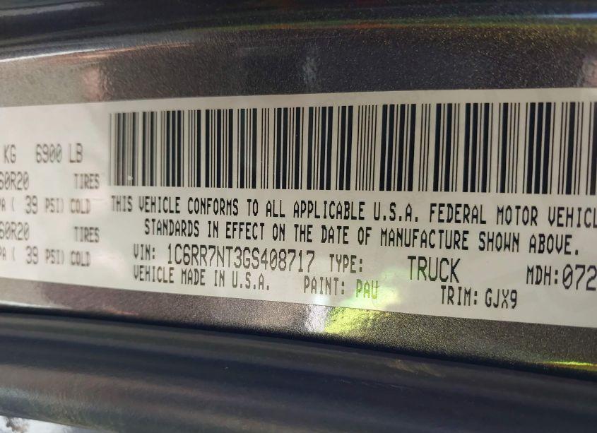 Photo 9 of 2016 Ram 1500 LARAMIE (VIN 1C6RR7NT3GS408717)