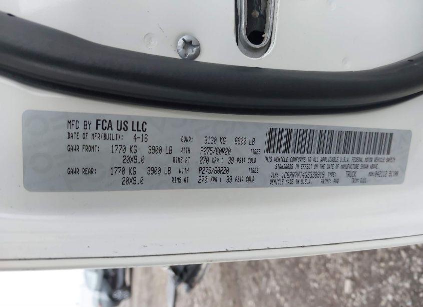 Photo 9 of 2016 Ram 1500 LARAMIE (VIN 1C6RR7NT4GS338919)