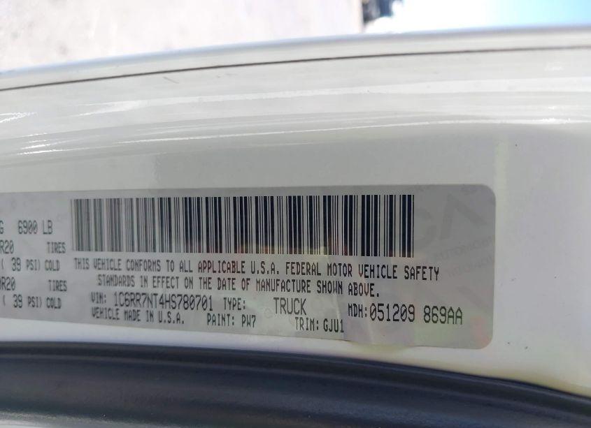 Photo 9 of 2017 Ram 1500 LARAMIE 4X4 5'7 BOX (VIN 1C6RR7NT4HS780701)