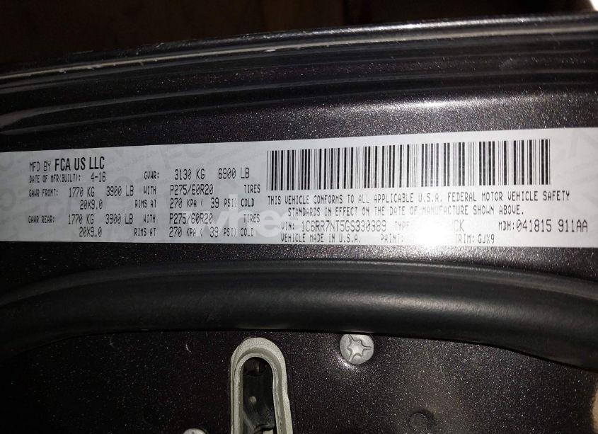 Photo 9 of 2016 Ram 1500 LARAMIE (VIN 1C6RR7NT5GS330389)