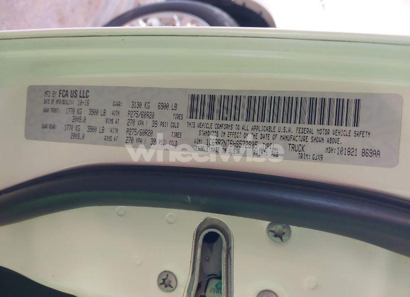 Photo 9 of 2017 Ram 1500 LARAMIE 4X4 5'7 BOX (VIN 1C6RR7NT6HS572805)